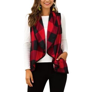 Red and Black Plaid Vest